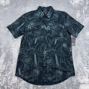 Fox Racing Shirt Mens Size M Navy Blue Death Valley Button Up Floral Hawaiian